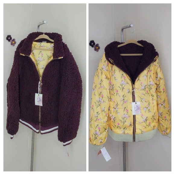 NWT Girls 14/16 Reversible Faux Fur Purple Jacket